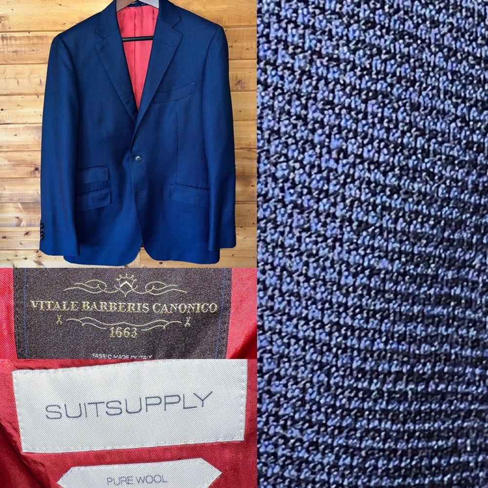 *As-is* $649 Suitsupply 42R Sienna navy birdseye suit jacket 100% Wool VBC